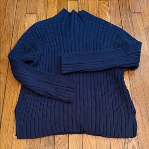 Abercrombie & Fitch Women's Navy Ribbed Mockneck Sweater